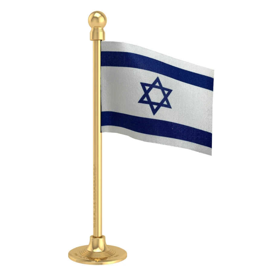 Israel Car Dashboard Flag of 2in x 3in With A Steel or Plastic Base