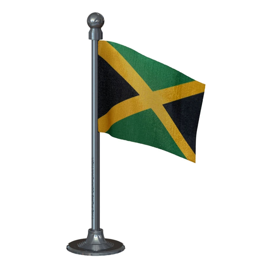 Jamaica Car Dashboard Flag of 2in x 3in With A Steel or Plastic Base