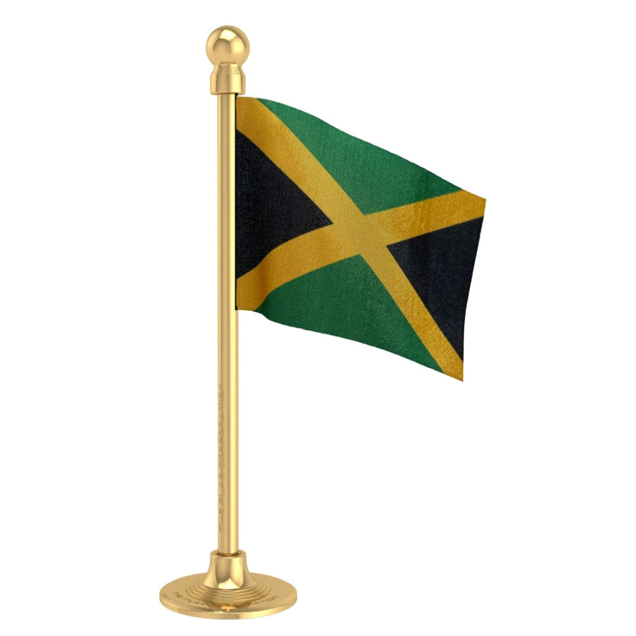 Jamaica Car Dashboard Flag of 2in x 3in With A Steel or Plastic Base