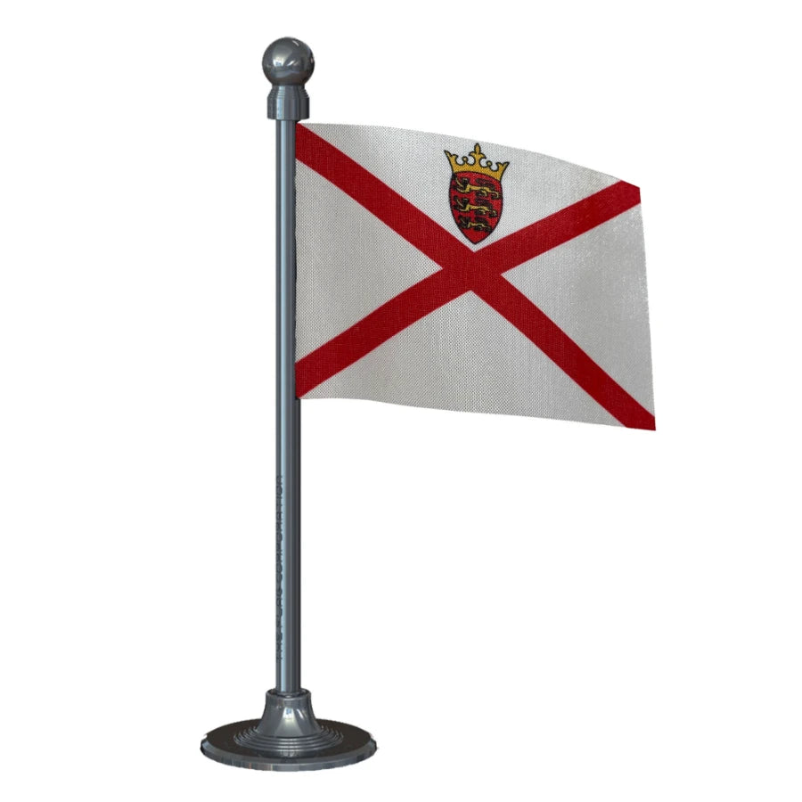 Jersey Car Dashboard Flag of 2in x 3in With A Steel or Plastic Base
