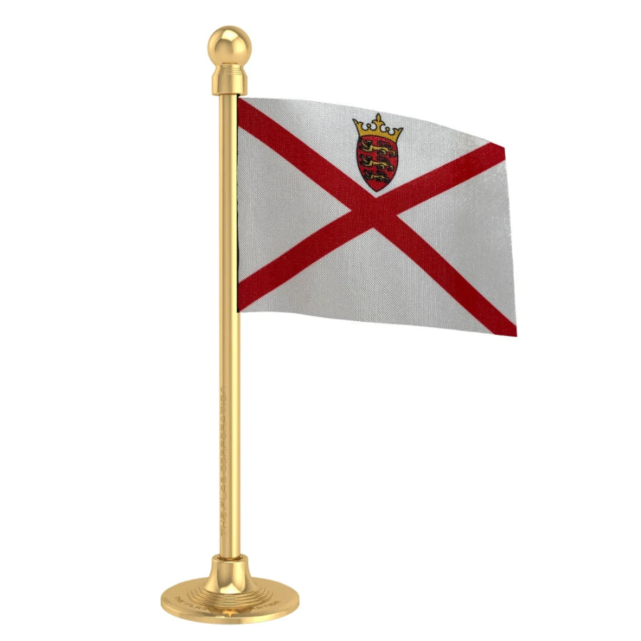 Jersey Car Dashboard Flag of 2in x 3in With A Steel or Plastic Base