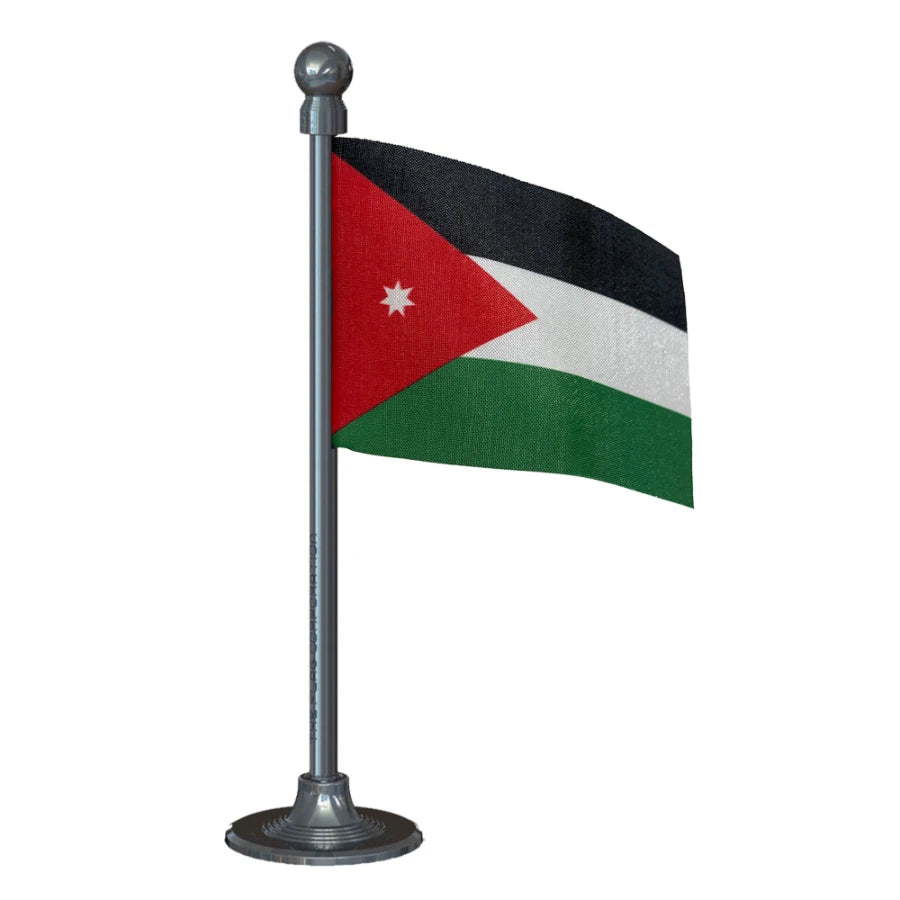 Jordan Car Dashboard Flag of 2in x 3in With A Steel or Plastic Base