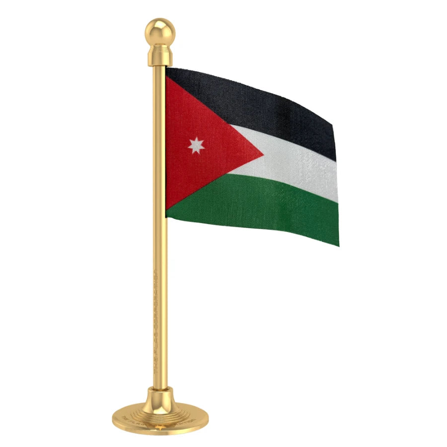 Jordan Car Dashboard Flag of 2in x 3in With A Steel or Plastic Base