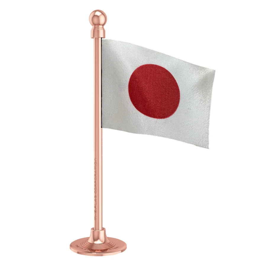 Japan Car Dashboard Flag of 2in x 3in With A Steel or Plastic Base