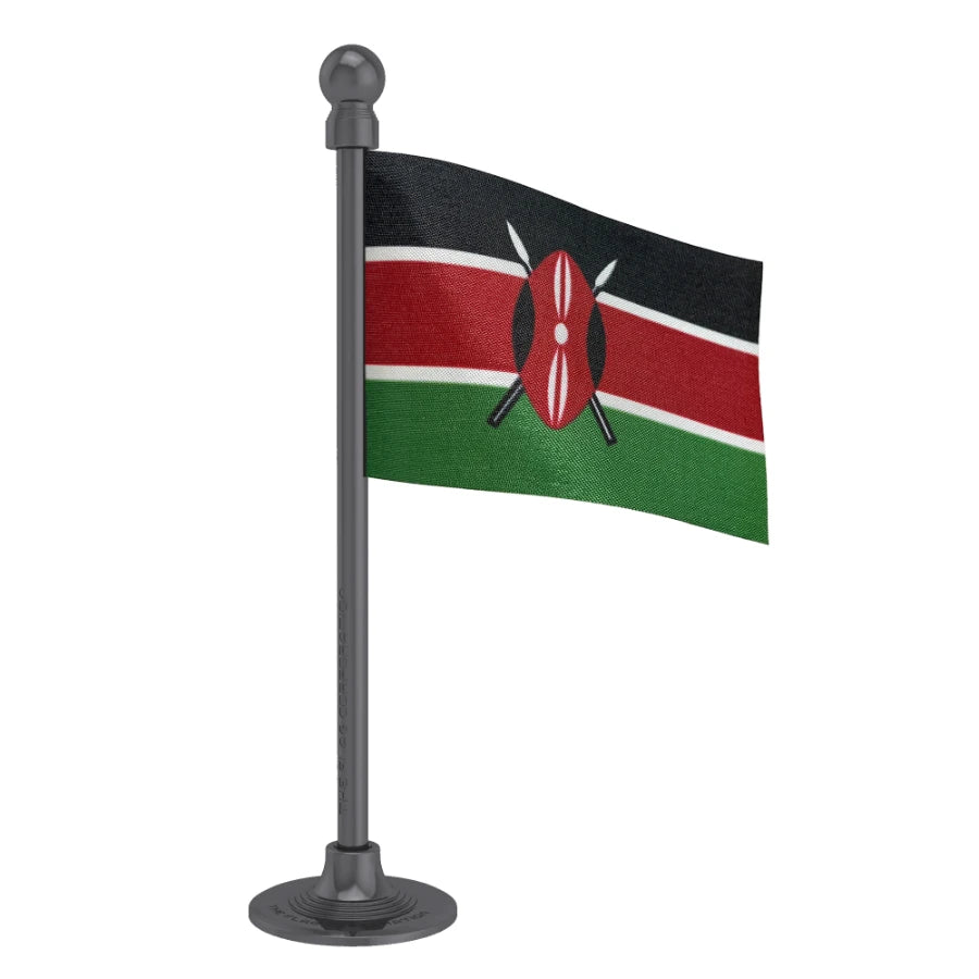 Kenya Car Dashboard Flag of 2in x 3in With A Steel or Plastic Base