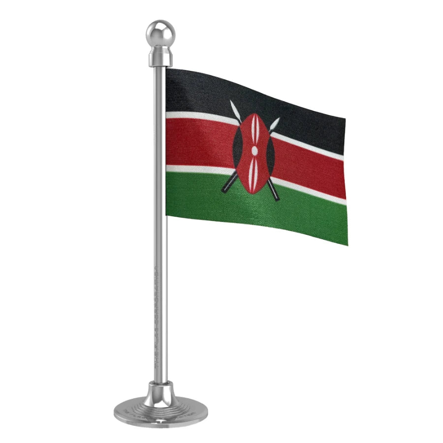 Kenya Car Dashboard Flag of 2in x 3in With A Steel or Plastic Base