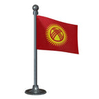 Kyrgyzstan Car Dashboard Flag of 2in x 3in With A Steel or Plastic Base