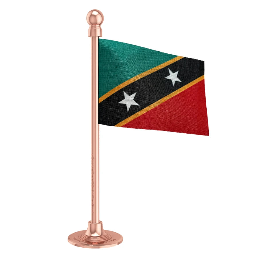 Saint Kitts & Nevis Car Dashboard Flag of 2in x 3in With A Steel or Plastic Base
