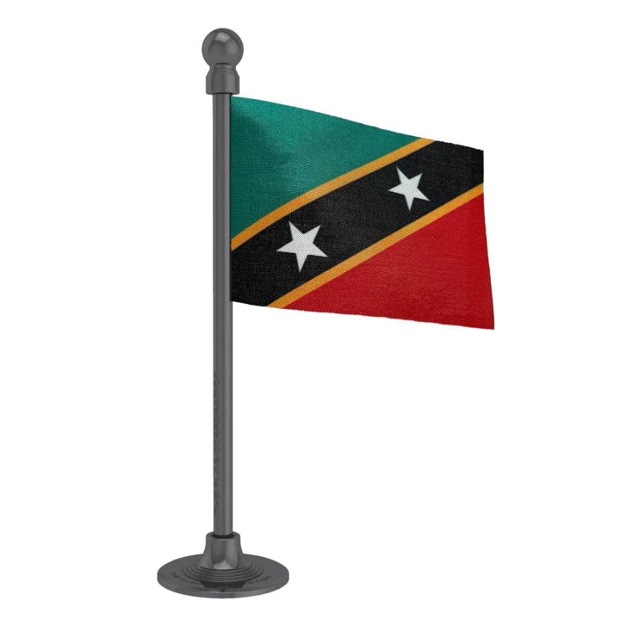 Saint Kitts & Nevis Car Dashboard Flag of 2in x 3in With A Steel or Plastic Base
