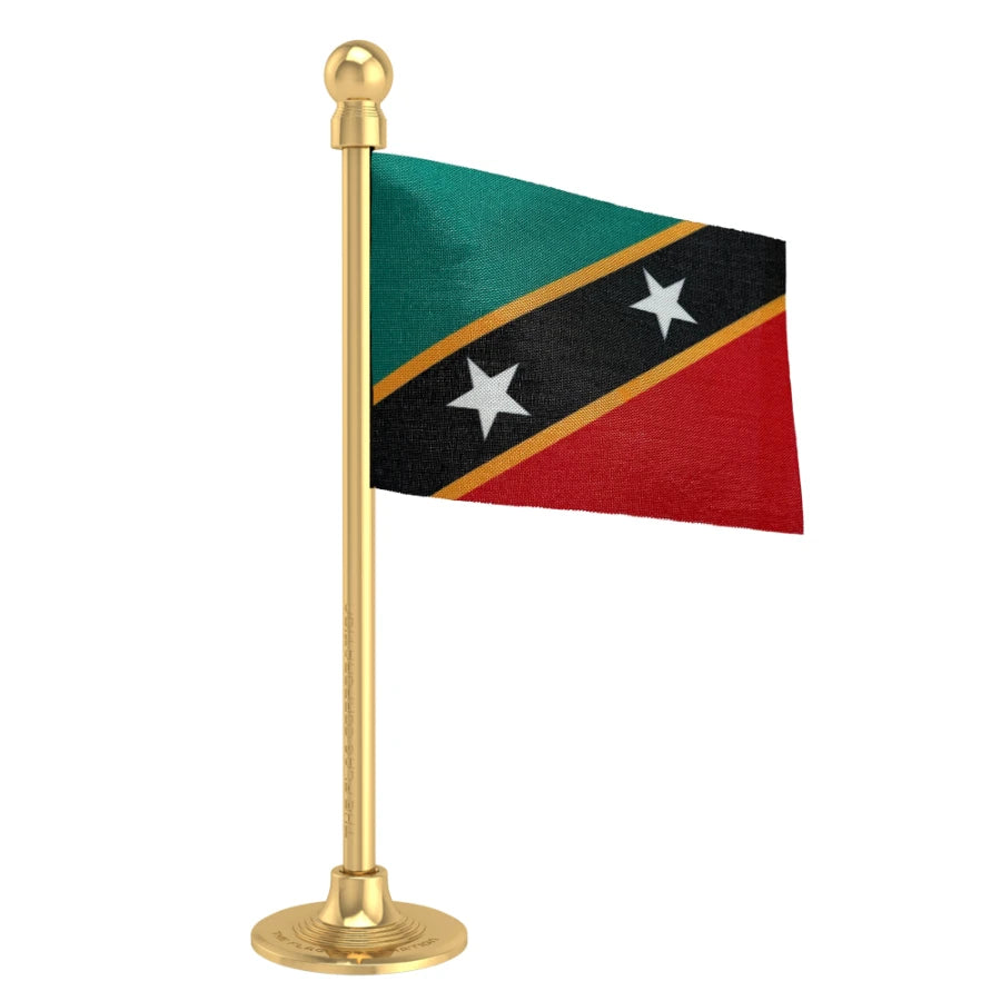 Saint Kitts & Nevis Car Dashboard Flag of 2in x 3in With A Steel or Plastic Base