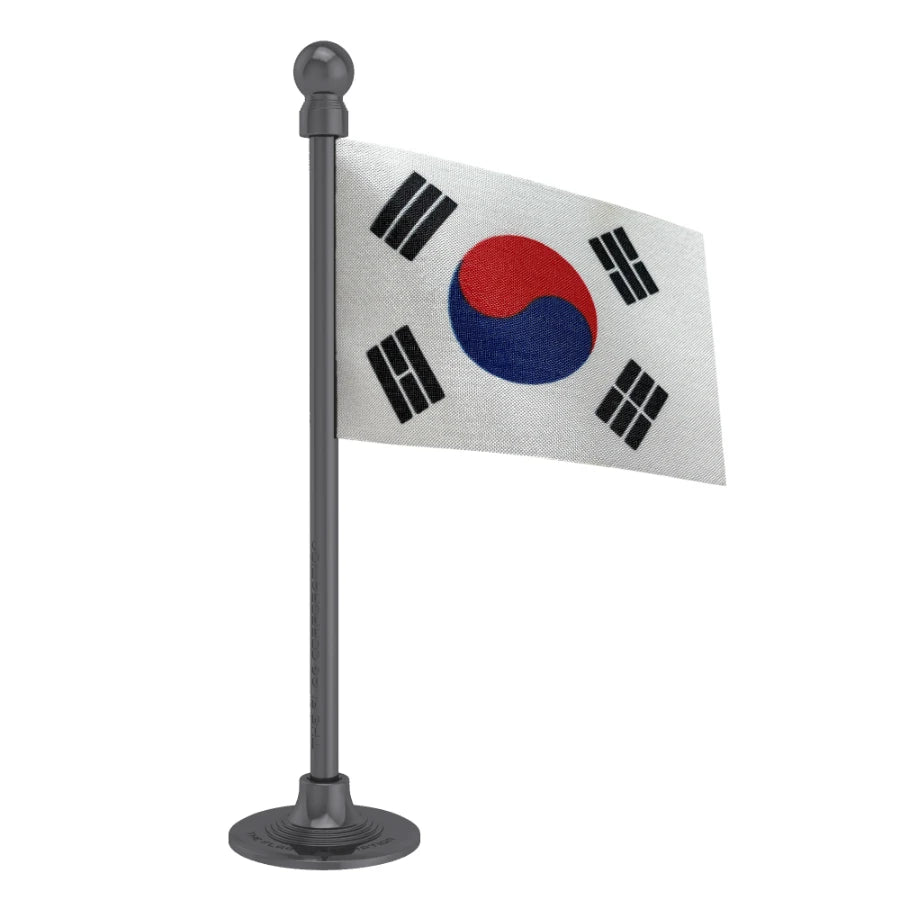 South Korea Car Dashboard Flag of 2in x 3in With A Steel or Plastic Base