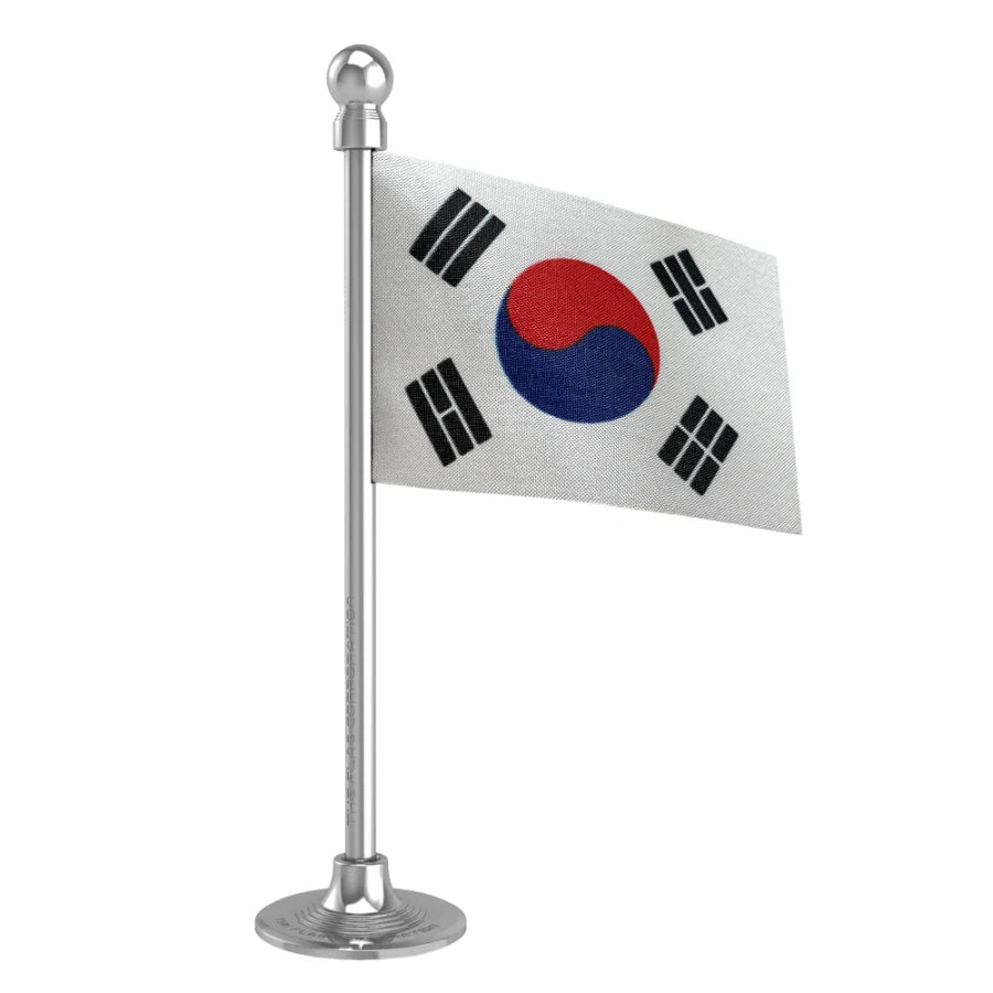 South Korea Car Dashboard Flag of 2in x 3in With A Steel or Plastic Base