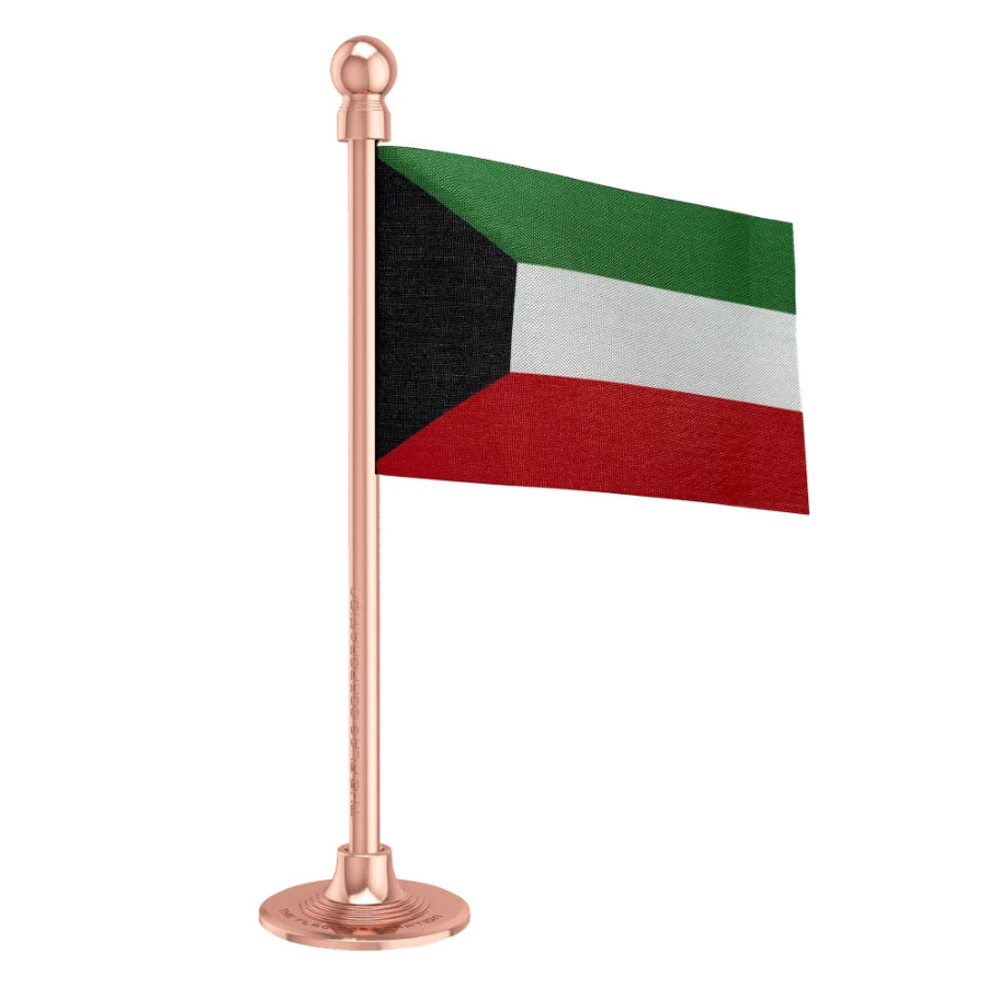 Kuwait Car Dashboard Flag of 2in x 3in With A Steel or Plastic Base