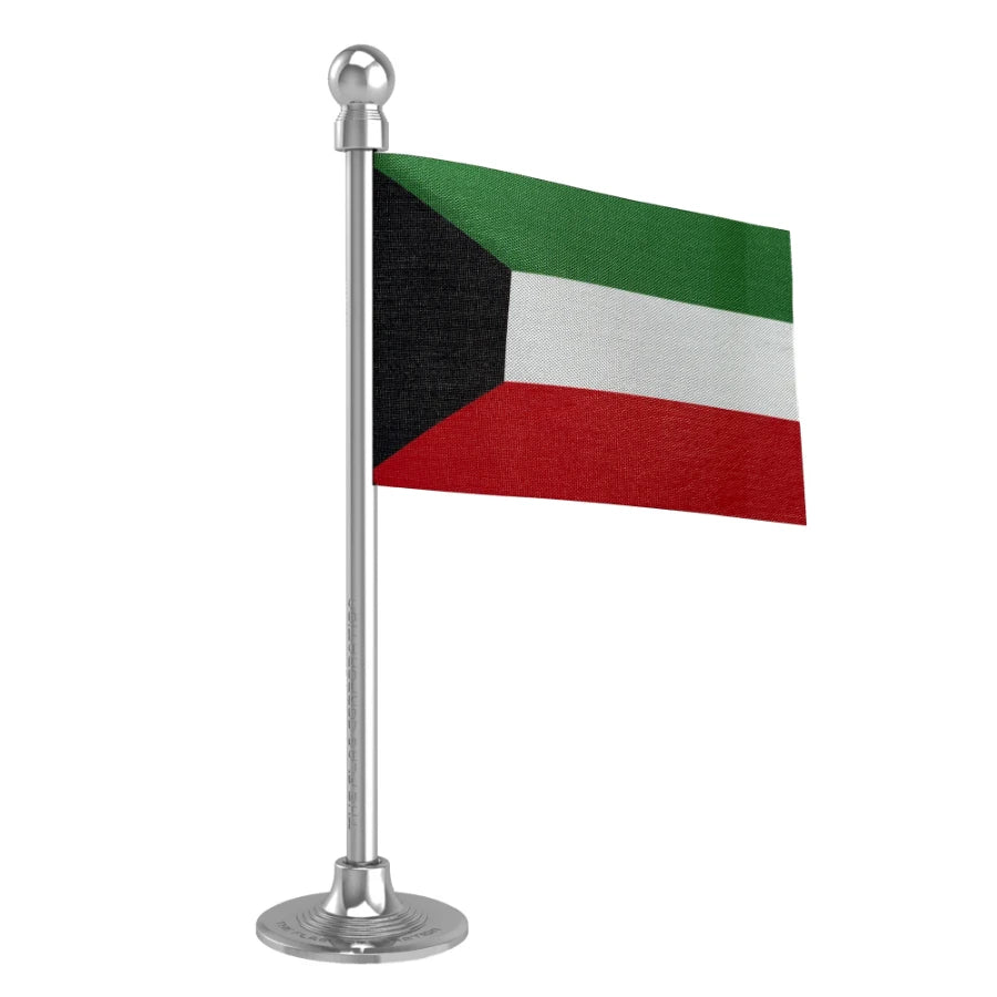 Kuwait Car Dashboard Flag of 2in x 3in With A Steel or Plastic Base