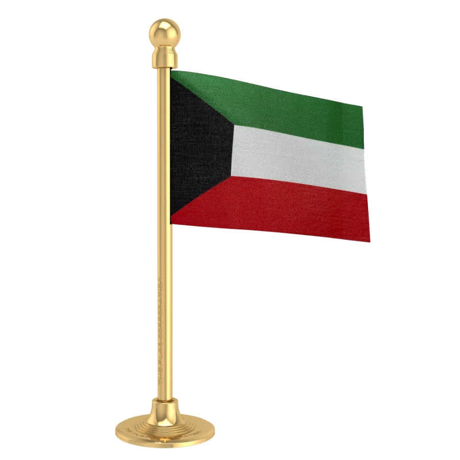 Kuwait Car Dashboard Flag of 2in x 3in With A Steel or Plastic Base