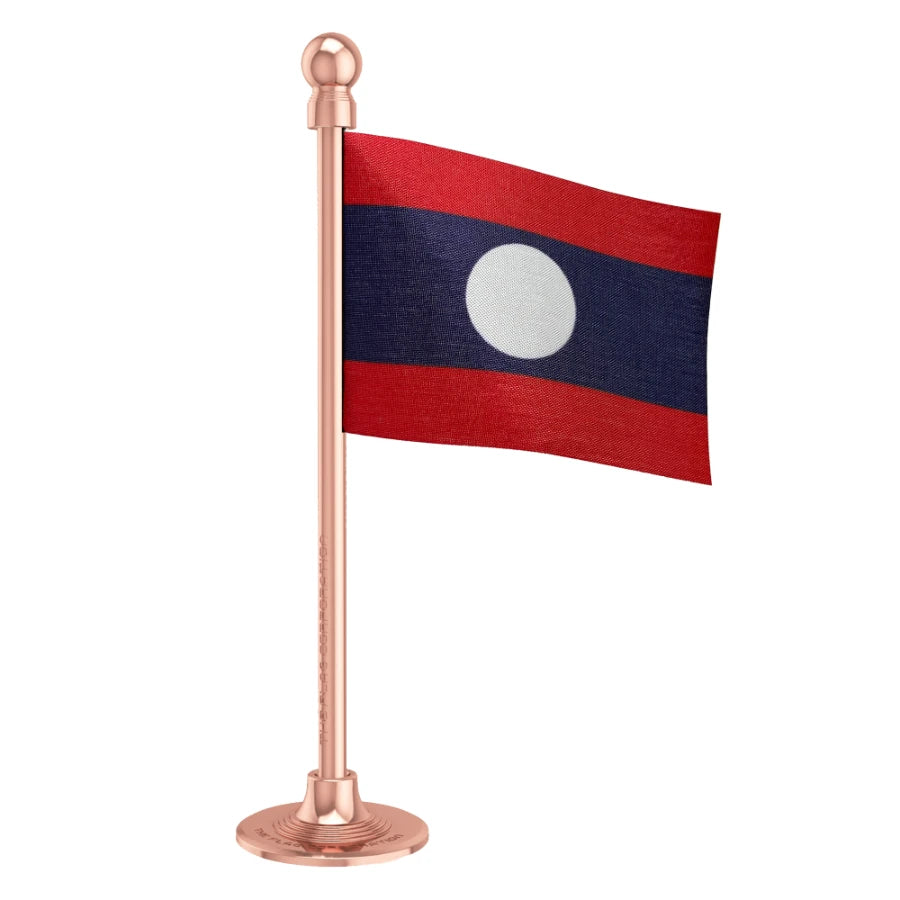 Laos Car Dashboard Flag of 2in x 3in With A Steel or Plastic Base