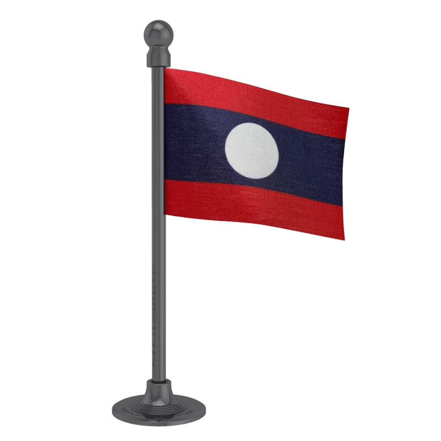 Laos Car Dashboard Flag of 2in x 3in With A Steel or Plastic Base