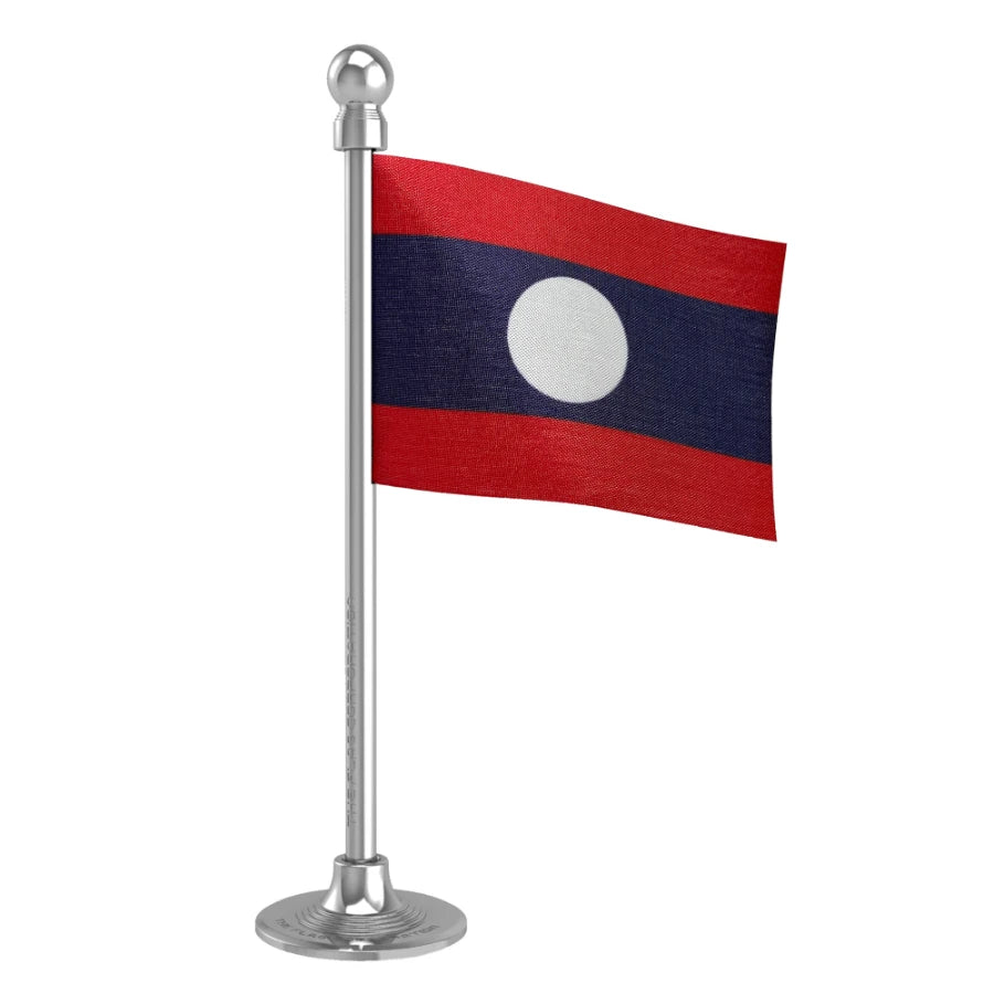 Laos Car Dashboard Flag of 2in x 3in With A Steel or Plastic Base