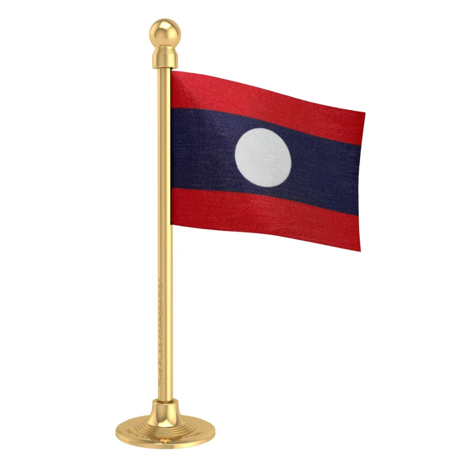 Laos Car Dashboard Flag of 2in x 3in With A Steel or Plastic Base
