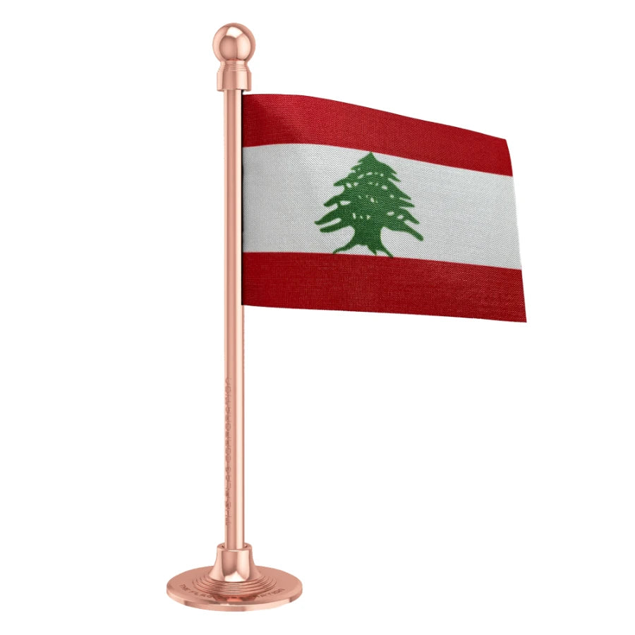 Lebanon Car Dashboard Flag of 2in x 3in With A Steel or Plastic Base