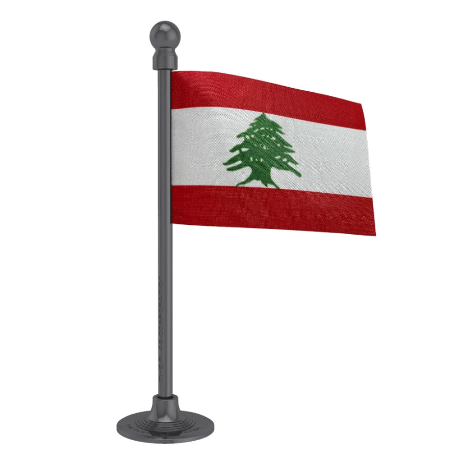 Lebanon Car Dashboard Flag of 2in x 3in With A Steel or Plastic Base