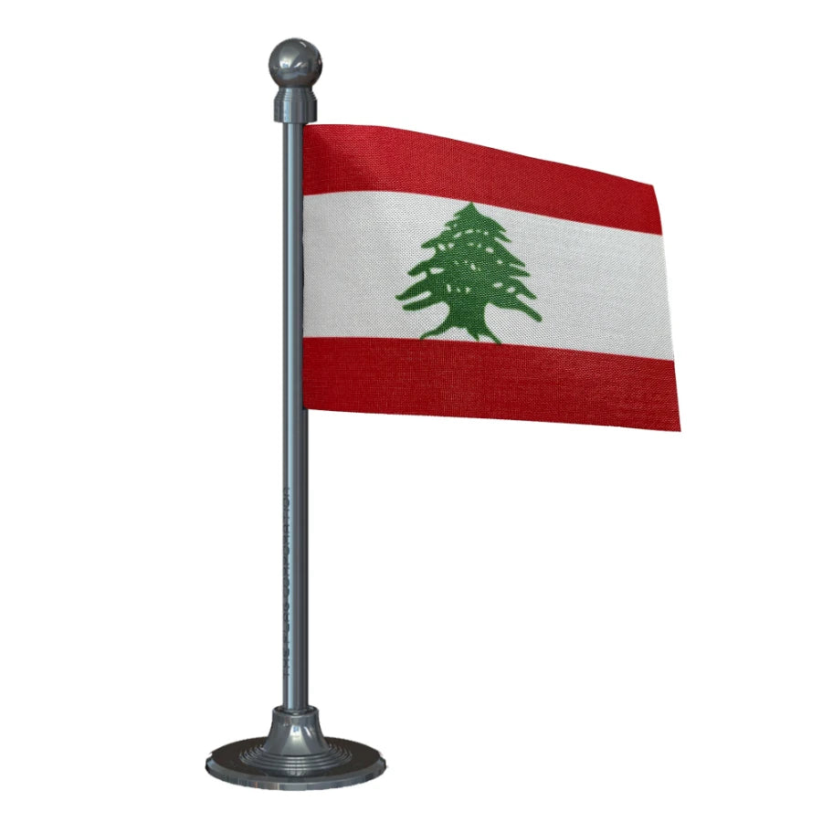 Lebanon Car Dashboard Flag of 2in x 3in With A Steel or Plastic Base
