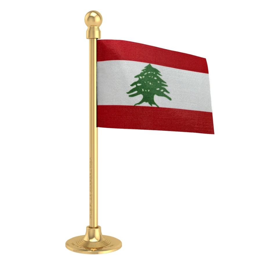 Lebanon Car Dashboard Flag of 2in x 3in With A Steel or Plastic Base