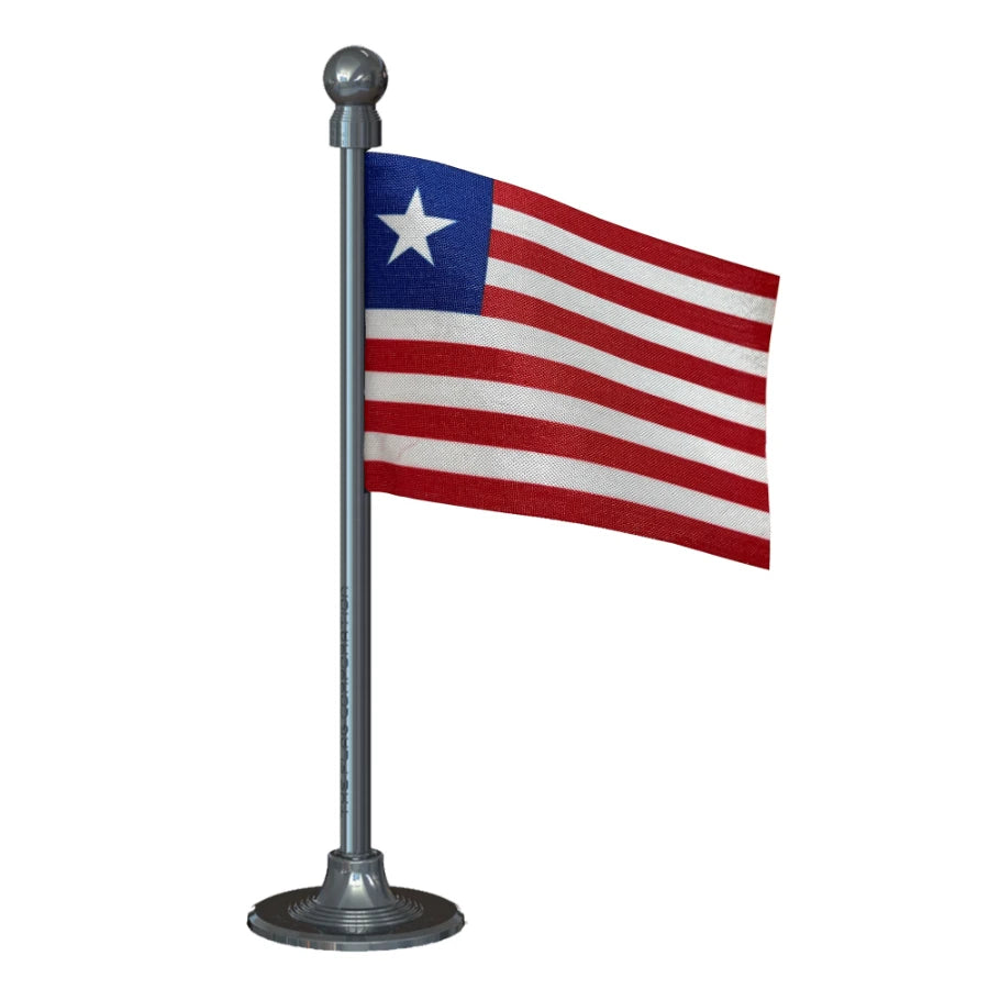 Liberia Car Dashboard Flag of 2in x 3in With A Steel or Plastic Base
