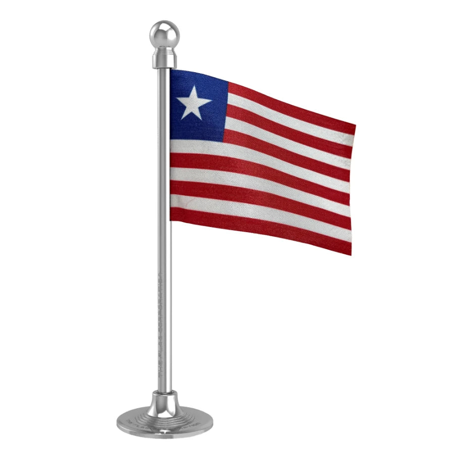 Liberia Car Dashboard Flag of 2in x 3in With A Steel or Plastic Base