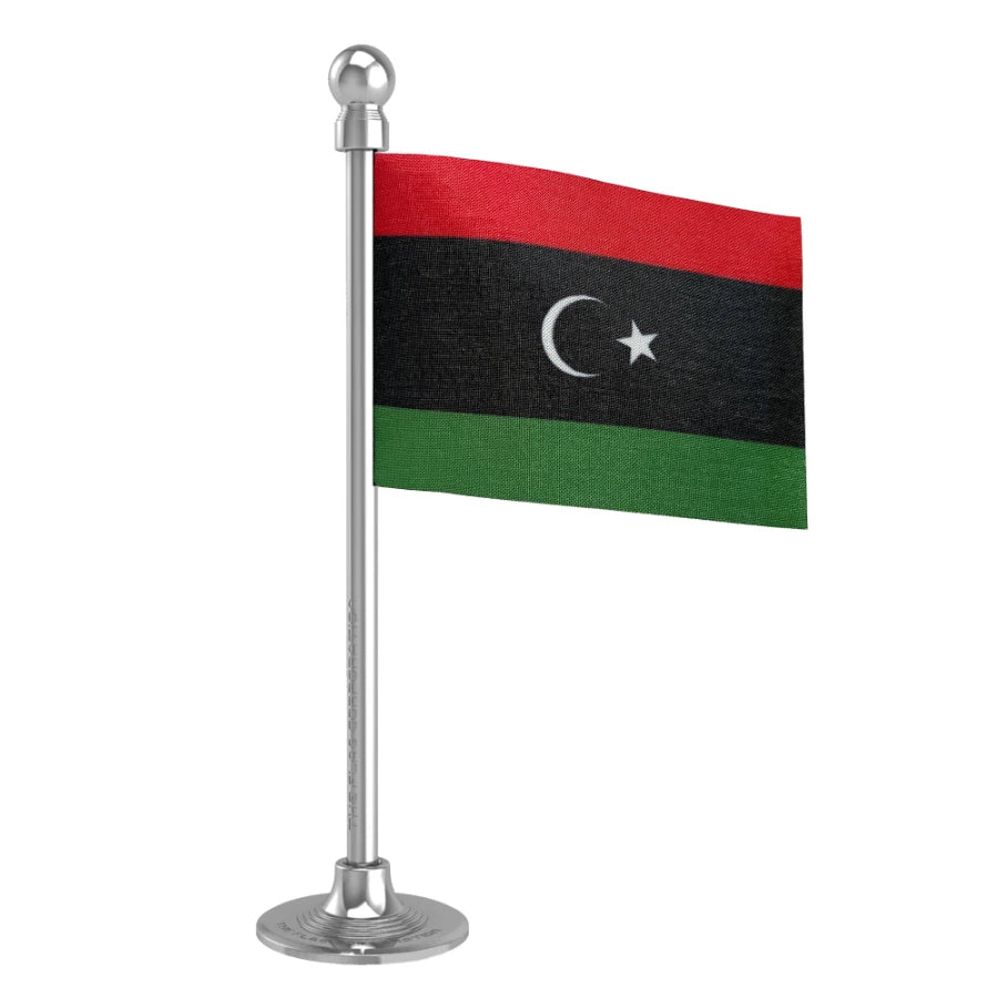 Libya Car Dashboard Flag of 2in x 3in With A Steel or Plastic Base