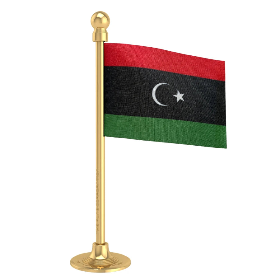 Libya Car Dashboard Flag of 2in x 3in With A Steel or Plastic Base