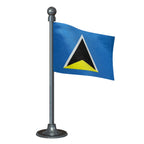 Saint Lucia Car Dashboard Flag of 2in x 3in With A Steel or Plastic Base