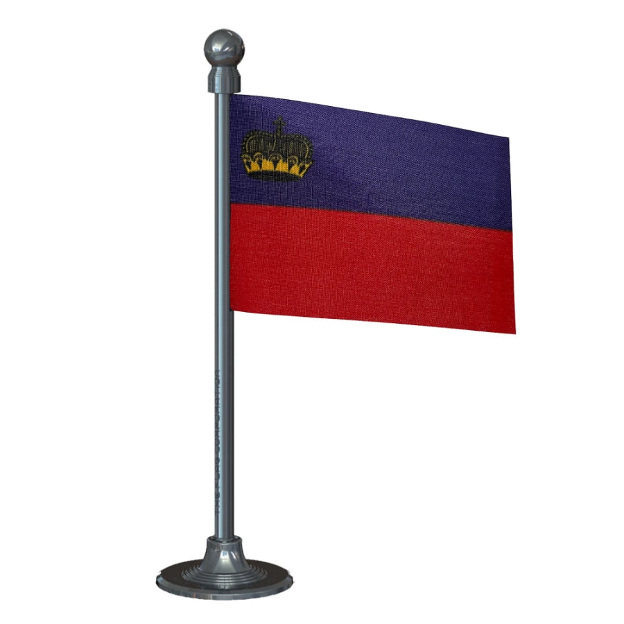 Liechtenstein Car Dashboard Flag of 2in x 3in With A Steel or Plastic Base