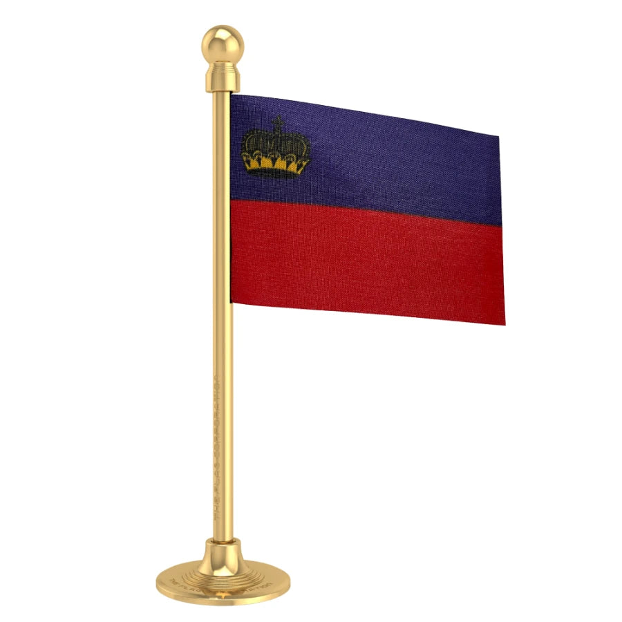 Liechtenstein Car Dashboard Flag of 2in x 3in With A Steel or Plastic Base