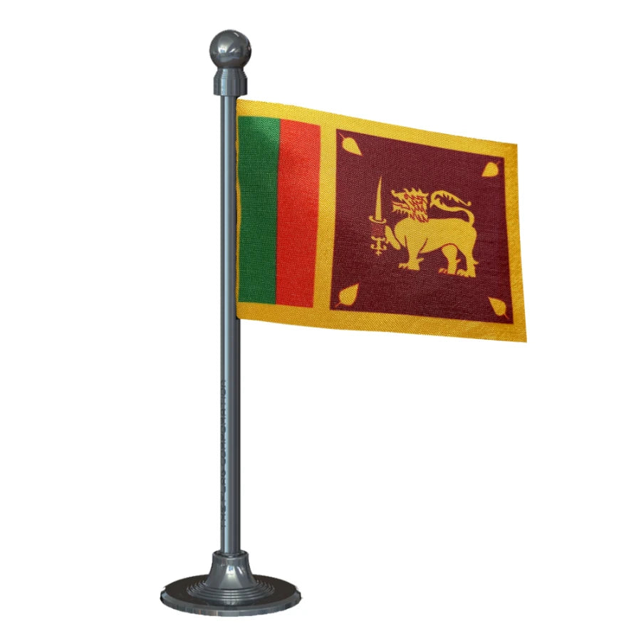Sri Lanka Car Dashboard Flag of 2in x 3in With A Steel or Plastic Base