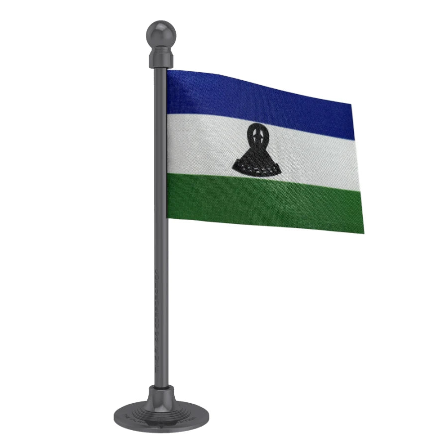 Lesotho Car Dashboard Flag of 2in x 3in With A Steel or Plastic Base