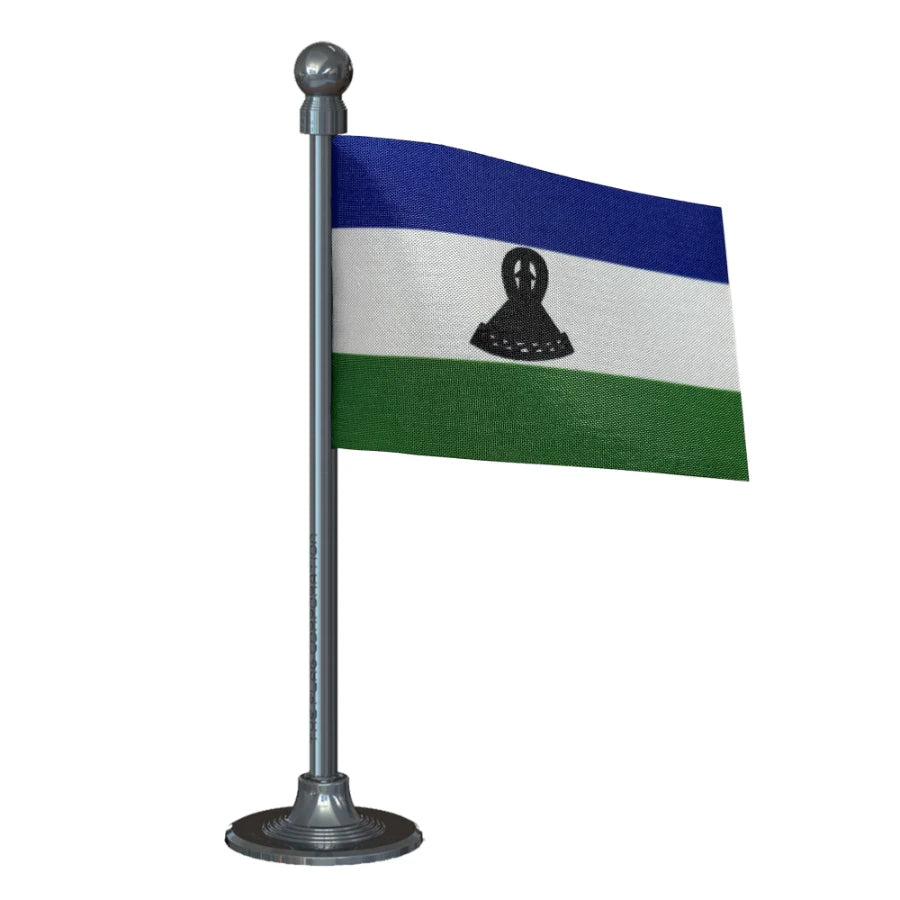Lesotho Car Dashboard Flag of 2in x 3in With A Steel or Plastic Base