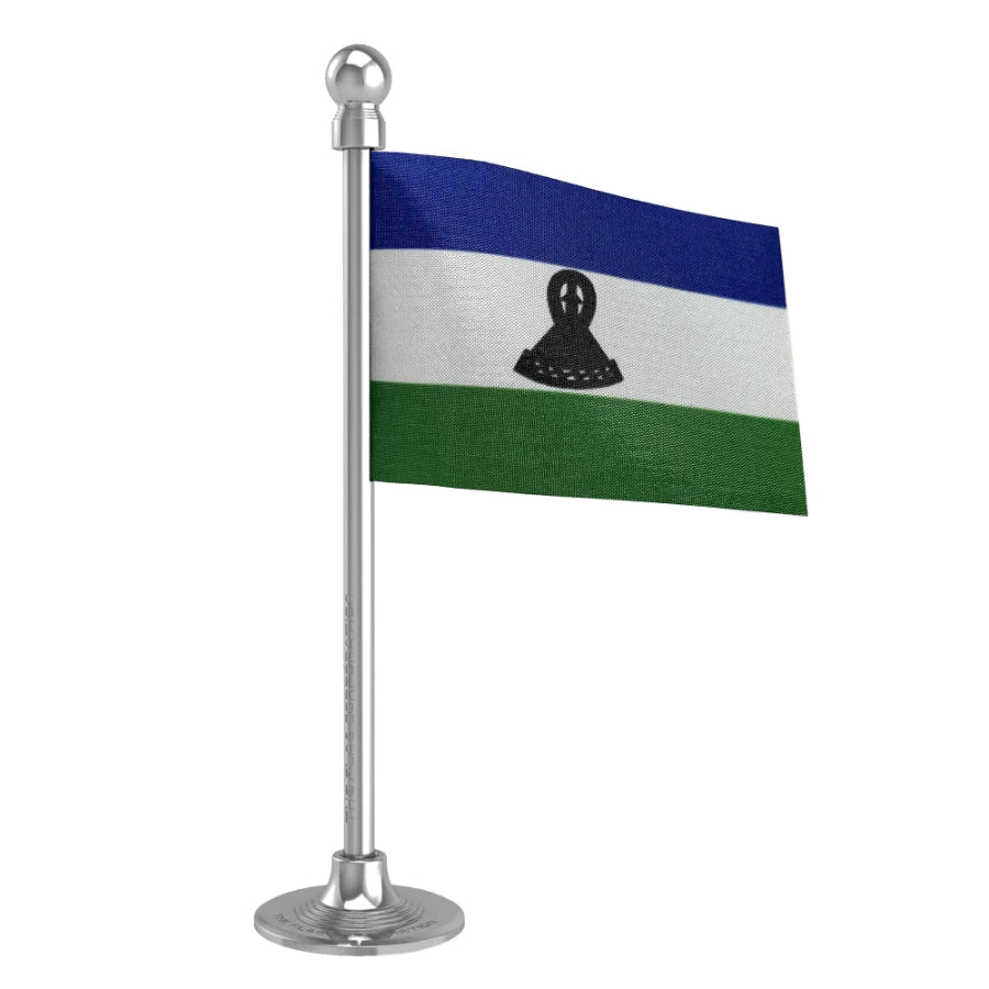 Lesotho Car Dashboard Flag of 2in x 3in With A Steel or Plastic Base