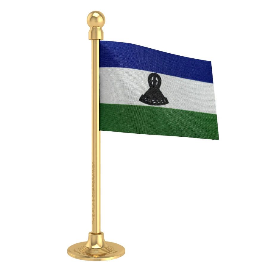 Lesotho Car Dashboard Flag of 2in x 3in With A Steel or Plastic Base