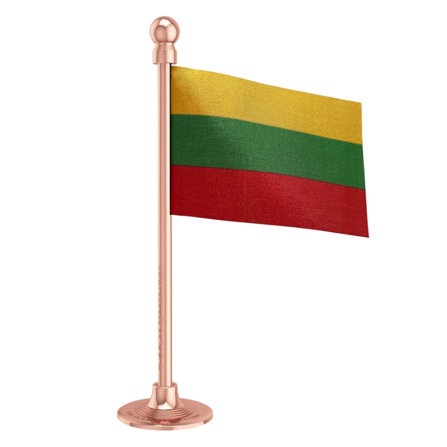 Lithuania Car Dashboard Flag of 2in x 3in With A Steel or Plastic Base