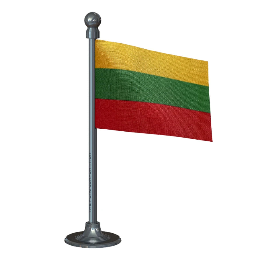 Lithuania Car Dashboard Flag of 2in x 3in With A Steel or Plastic Base