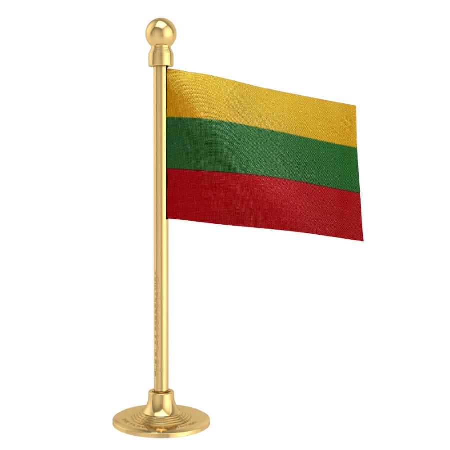 Lithuania Car Dashboard Flag of 2in x 3in With A Steel or Plastic Base