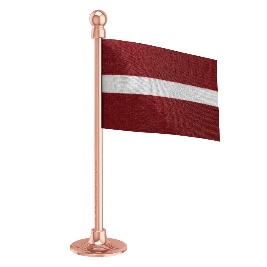 Latvia Car Dashboard Flag of 2in x 3in With A Steel or Plastic Base