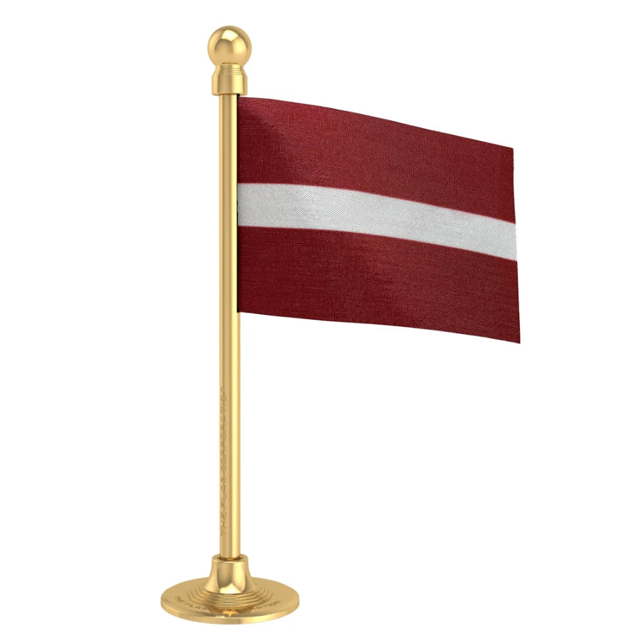 Latvia Car Dashboard Flag of 2in x 3in With A Steel or Plastic Base