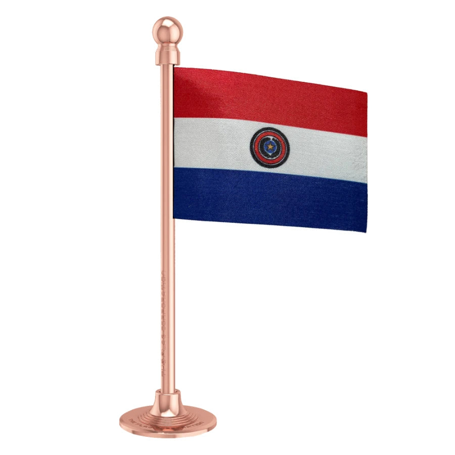 Paraguay Car Dashboard Flag of 2in x 3in With A Steel or Plastic Base