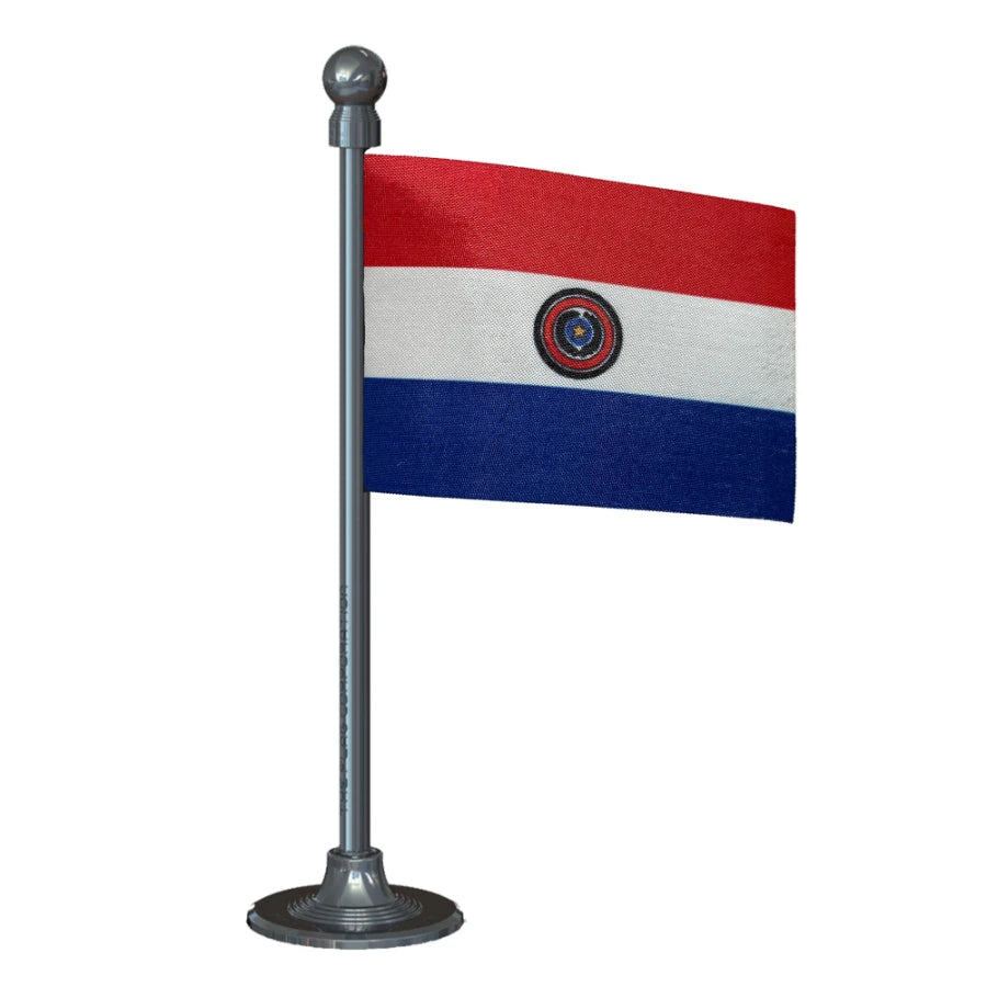 Paraguay Car Dashboard Flag of 2in x 3in With A Steel or Plastic Base