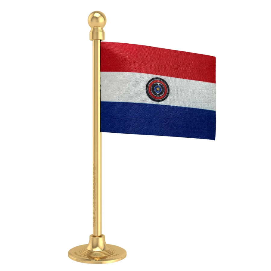 Paraguay Car Dashboard Flag of 2in x 3in With A Steel or Plastic Base