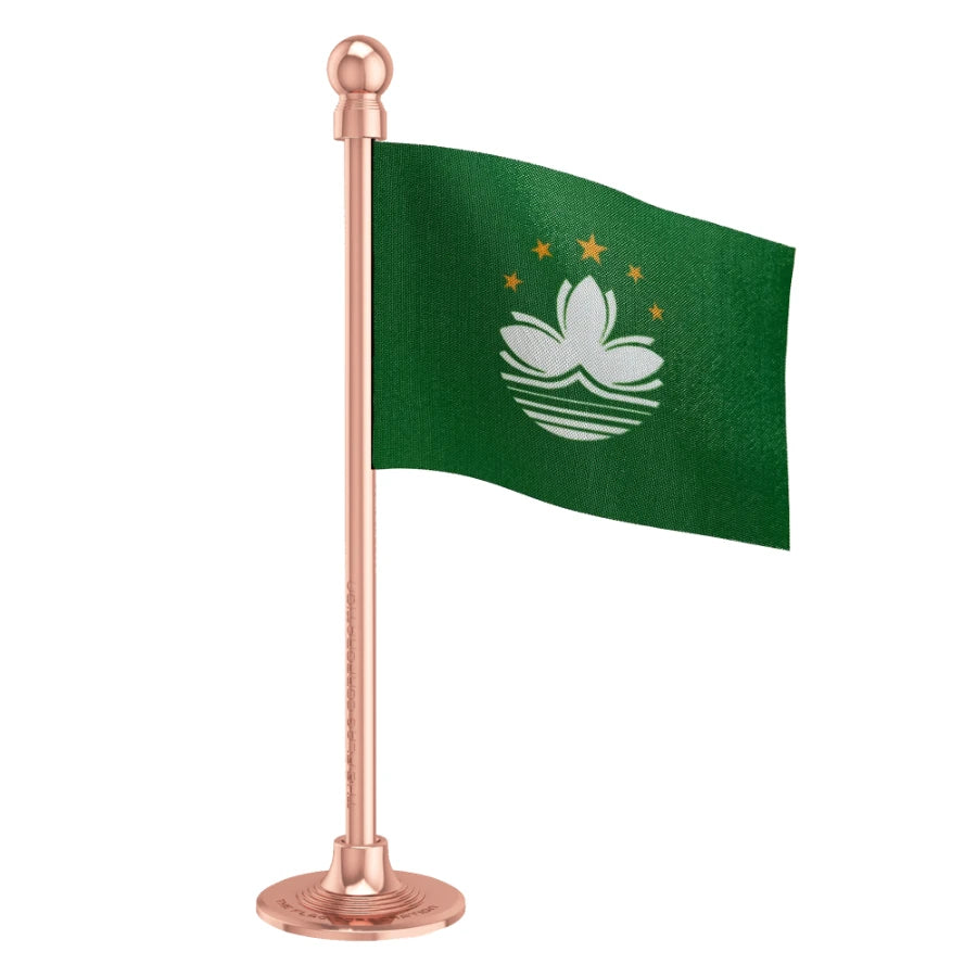 Macao Car Dashboard Flag of 2in x 3in With A Steel or Plastic Base