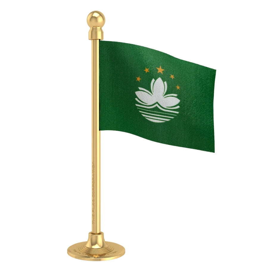 Macao Car Dashboard Flag of 2in x 3in With A Steel or Plastic Base