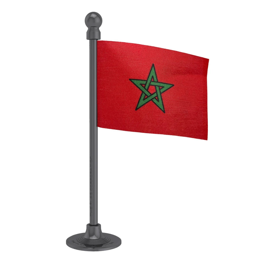Morocco Car Dashboard Flag of 2in x 3in With A Steel or Plastic Base